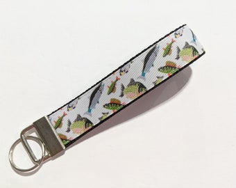 Ocean Fish Keychain: Fishing Wristlet Key Fob, (1" Wide)