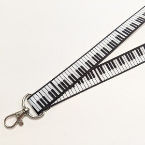 Piano Keyboard Lanyard: Music Teacher, Double Sided ID Badge Holder, (1&quot; Wide)