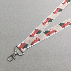 Christmas Truck Ribbon Lanyard: Holiday Badge Holder, Breakaway Safety Lanyard, (1&quot; Wide)