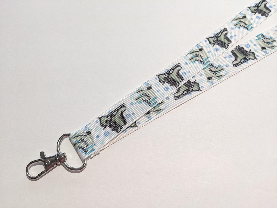Ice Skates ID Lanyard: Figure Skating Ribbon, Double Sided Badge Holder ...