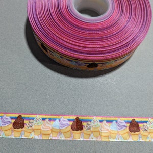 Ice Cream Cone Ribbon: 7/8&quot; Grosgrain Ribbon, Sprinkles Trim, 3 Yards