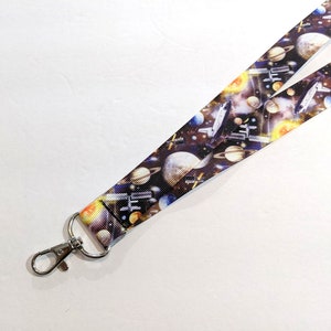 Outer Space ID Lanyard | Planets 1 Inch Wide Badge Lanyard | Breakaway Lanyard | Double Sided Lanyard | Safety Lanyard | Guy Neck Lanyard