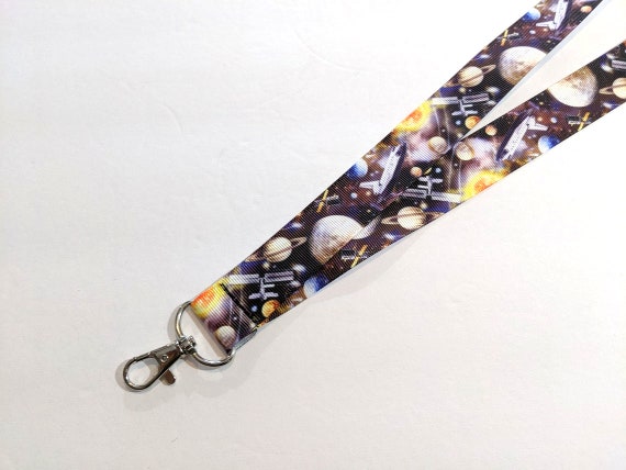 Planets ID Lanyard: Outer Space Badge Holder, Double Sided Breakaway Safety Lanyard, (1" Wide)