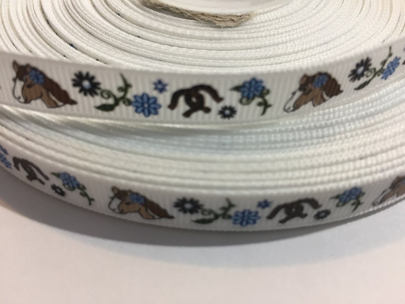 3 Yards of 38 Ribbon Cute Horses with Flowers #10038