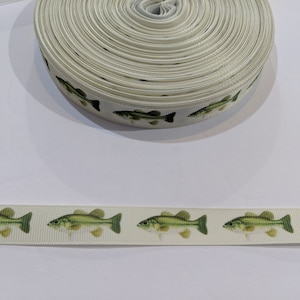 Fish School Grosgrain Ribbon - Ocean Blue & White 5 Yards 7/8 Inch Wide