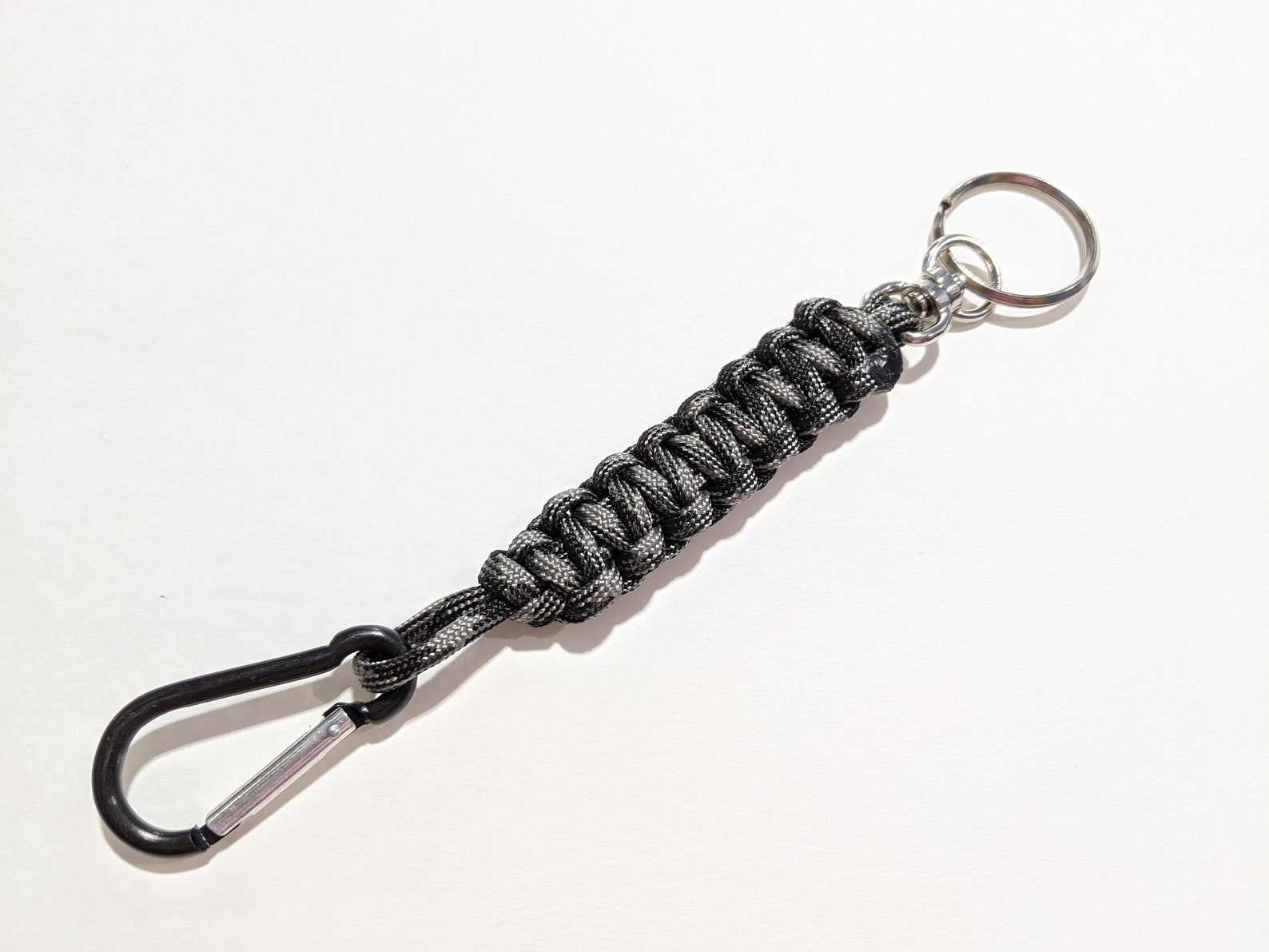 Black and Gray Knotted Paracord Keychain With Carabiner Clip - Etsy