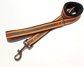 Reflective Orange Dog Leash: Safety Pet Leash, 1-inch Wide (3-8 foot)