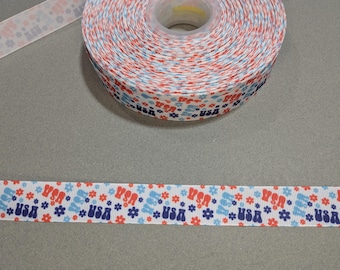 Patriotic Grosgrain Ribbon: Red, White, Blue USA -  7/8" Wide, 3 Yards Trim
