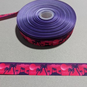 Tropical Sunset Palm Tree Ribbon: Purple & Pink Grosgrain - (7/8&quot; Wide) 3 Yards