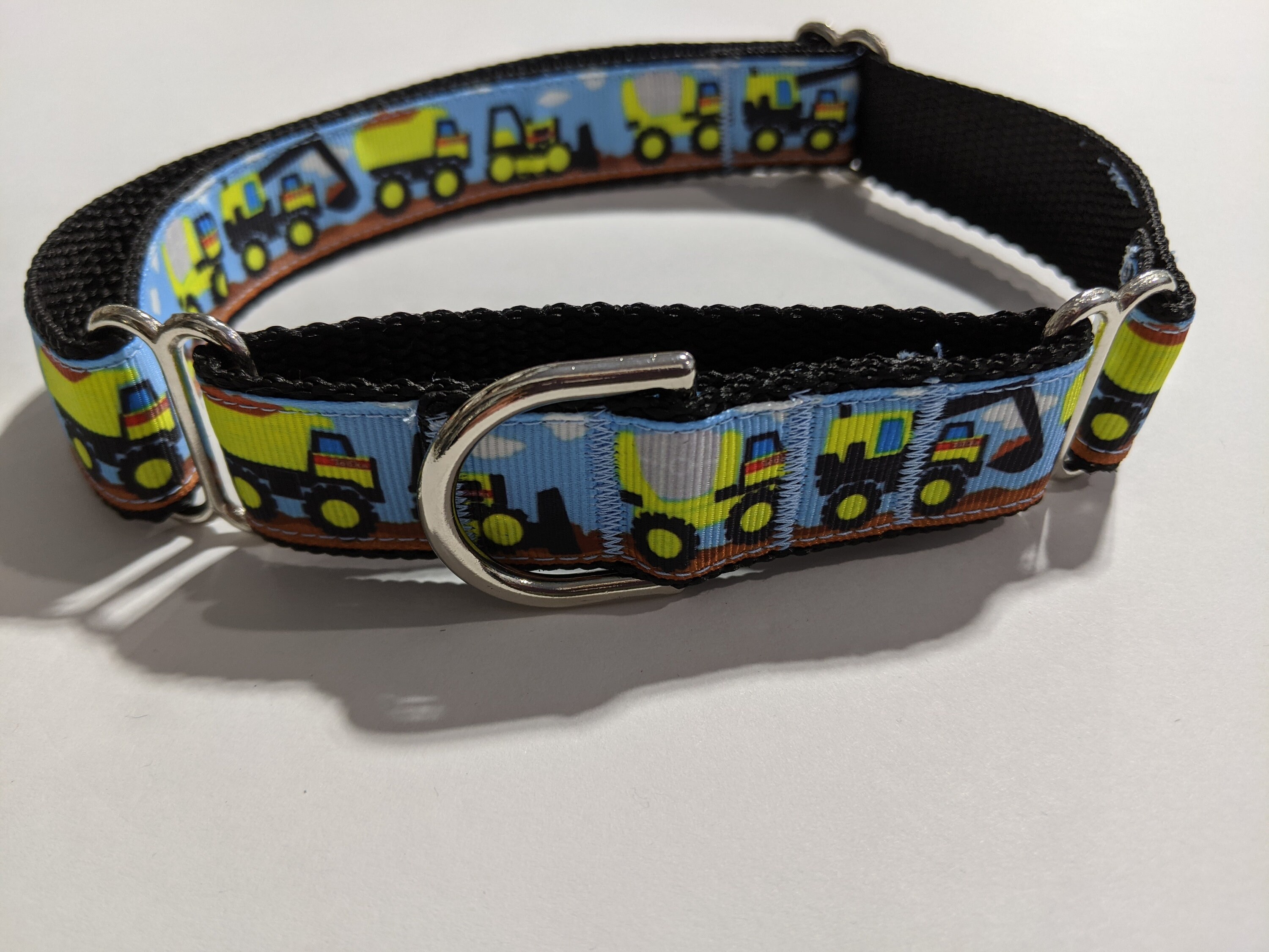 Trucks Martingale Dog Collar: Bull Dozer Puppy Collar, Adjustable 1-Inch