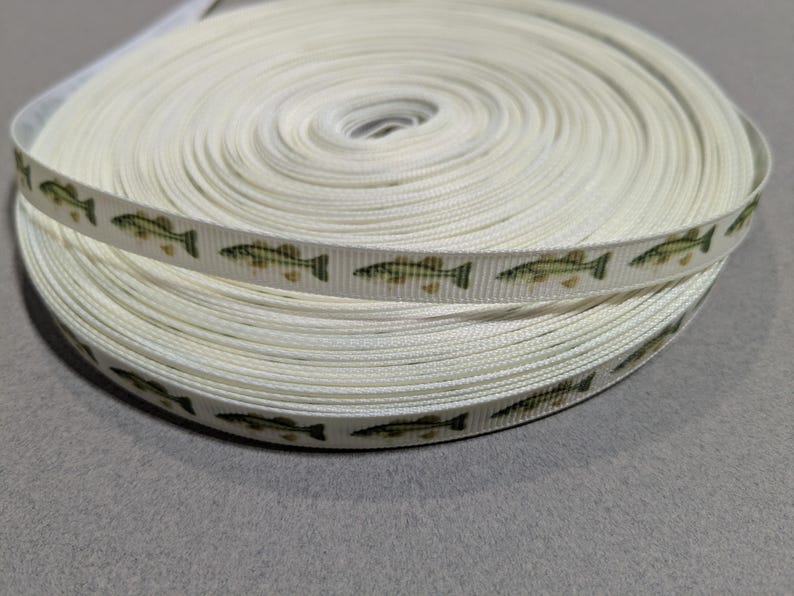 Bass Fish Ribbon: 3/8 Inch Polyester Grosgrain Trim - 3 Yards image 2