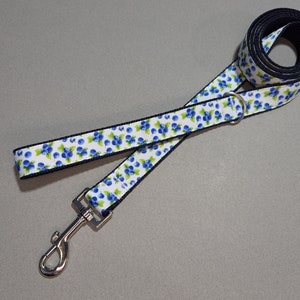 Blueberry Print Dog Leash: 1-Inch Wide, Berry Pet Lead, Choose Your Length