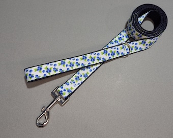 Blueberry Print Dog Leash: 1-Inch Wide, Berry Pet Lead, Choose Your Length