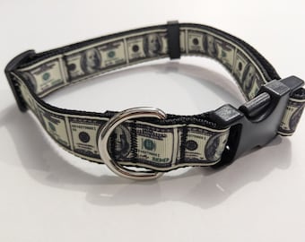 Money Dog Collar | Cash Dog Collar | 1 Inch Wide Collar | Adjustable Dog Collar | Cute Dog Collar | New Puppy Gift | Puppy Collar
