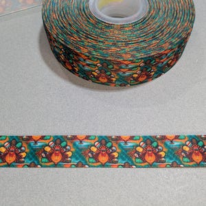 3 Yards of 7/8&quot; Ribbon - Thanksgiving Turkeys #11685 - Decorative Tape, Sew on Trim, Junk Journal Add On