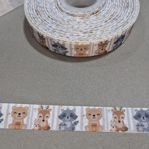 1 mètre de ruban 7/8" - Bébés animaux de la forêt #11617 - Ruban adhésif décoratif, garniture à coudre, ruban pour journal indésirable, garniture pour gâteau de couches