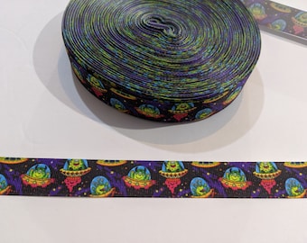 Alien Spaceship Ribbon: 7/8" Grosgrain Ribbon, 3 Yards