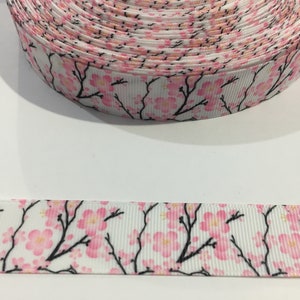Cherry Blossom Grosgrain Ribbon: 7/8&quot; Sew-On Trim, 3 Yards