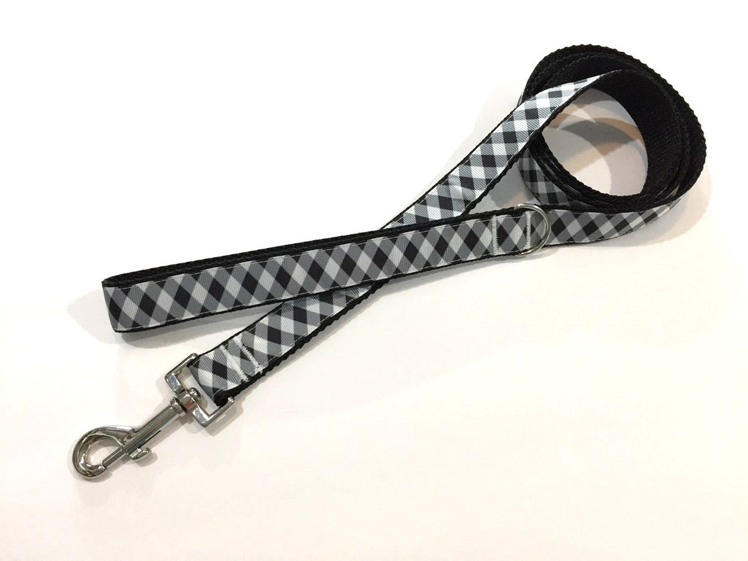 Plaid Dog Leash Black and White Dog Leash 1 Inch Wide Leash 3 to 8 Foot