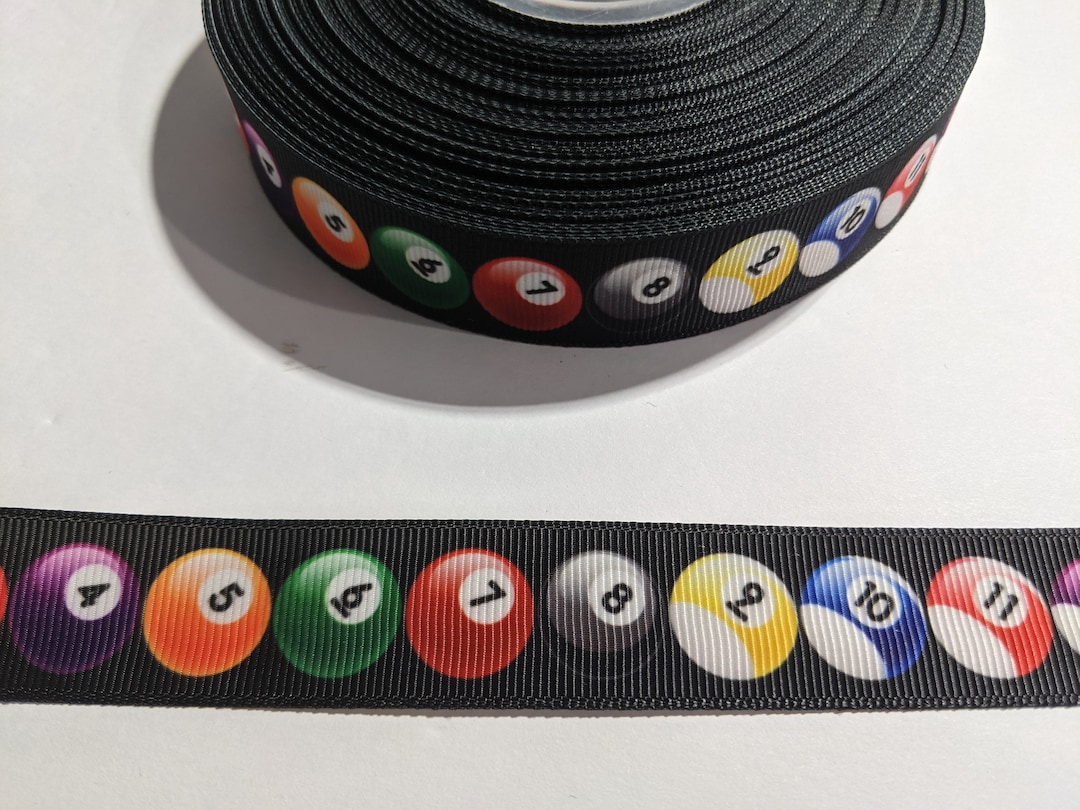Billiards Pool Balls Grosgrain Ribbon, 3 Yards of 7/8