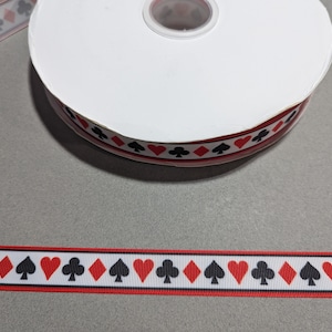 3 yards de ruban de 7/8" - Costumes de cartes à jouer de poker | Costumes de poker #11525 - Ruban décoratif, garniture à coudre, ruban pour carnet de bord