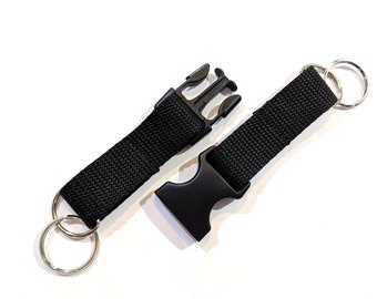 Black Double Keychain | Solid Color Duel Keychain | 1 Inch Wide Keychain | Double Keychain | Duel Keychain | Buckle Keychain