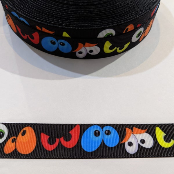 3 Yards of 7/8" Ribbon - Monster or Creepy Eyes #10356