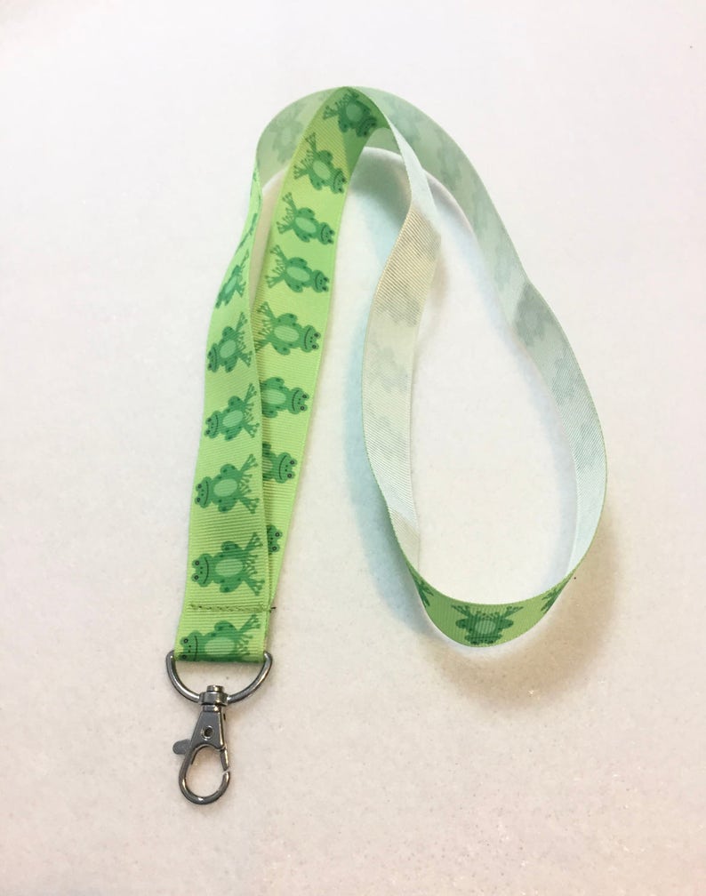 Green Frog Handmade 1 Wide ID Lanyard with Swivel Clip Etsy