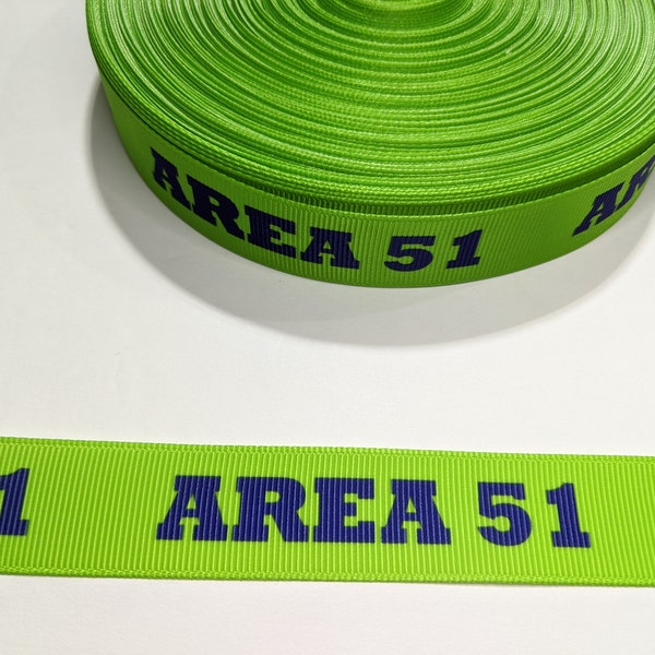 3 Yards of 7/8" Ribbon - Area 51 Alien  #10795