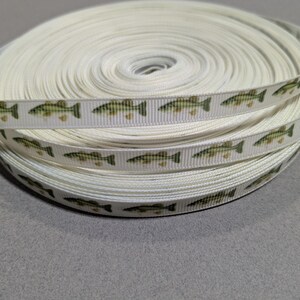 Bass Fish Ribbon: 3/8 Inch Polyester Grosgrain Trim - 3 Yards image 3