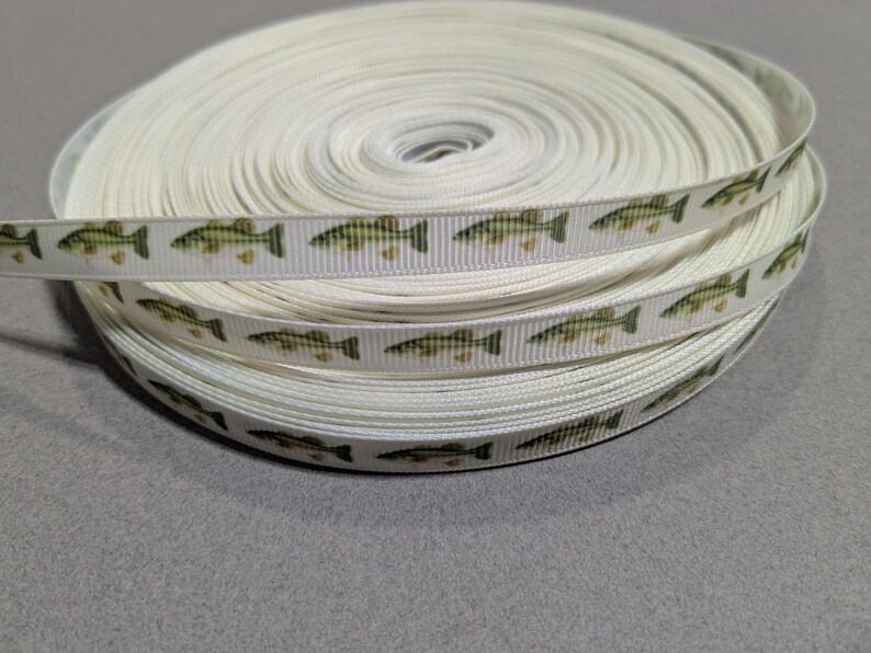 Bass Fish Ribbon: 3/8 Inch Polyester Grosgrain Trim - 3 Yards image 3