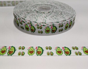 Avocado Grosgrain Ribbon - 5/8" Food Print Trim (3 Yards)