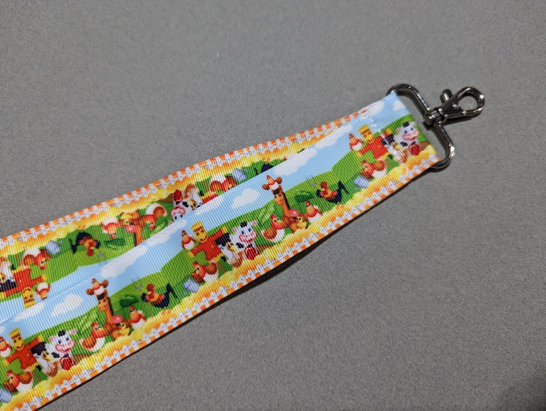 Farm Wide Lanyard Animals 1.5 Inch Wide ID Lanyard Double Sided Lanyard ...