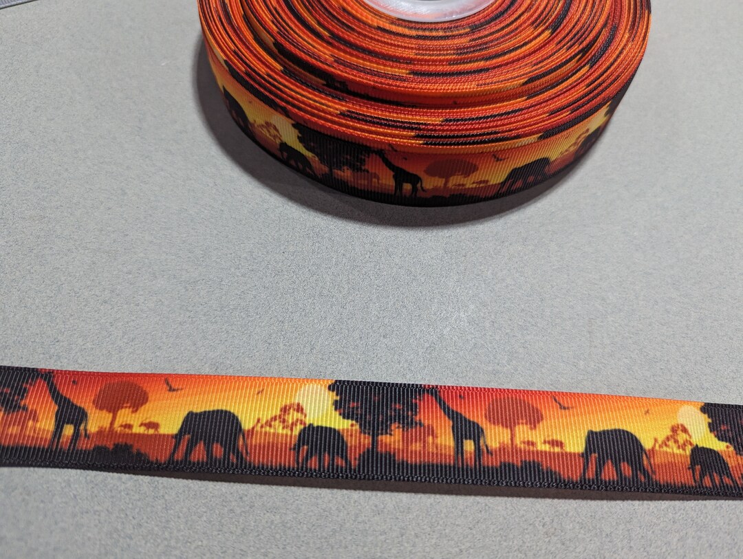African Safari Ribbon: Sunset Animals Grosgrain Trim (7/8 Inch, 3 Yards ...