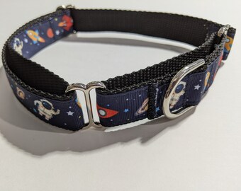 Outer Space Martingale Collar | Astronaut Dog Collar | 1 Inch Wide Collar | Adjustable Dog Collar | Dog Collar | Puppy Gift | Puppy Collar