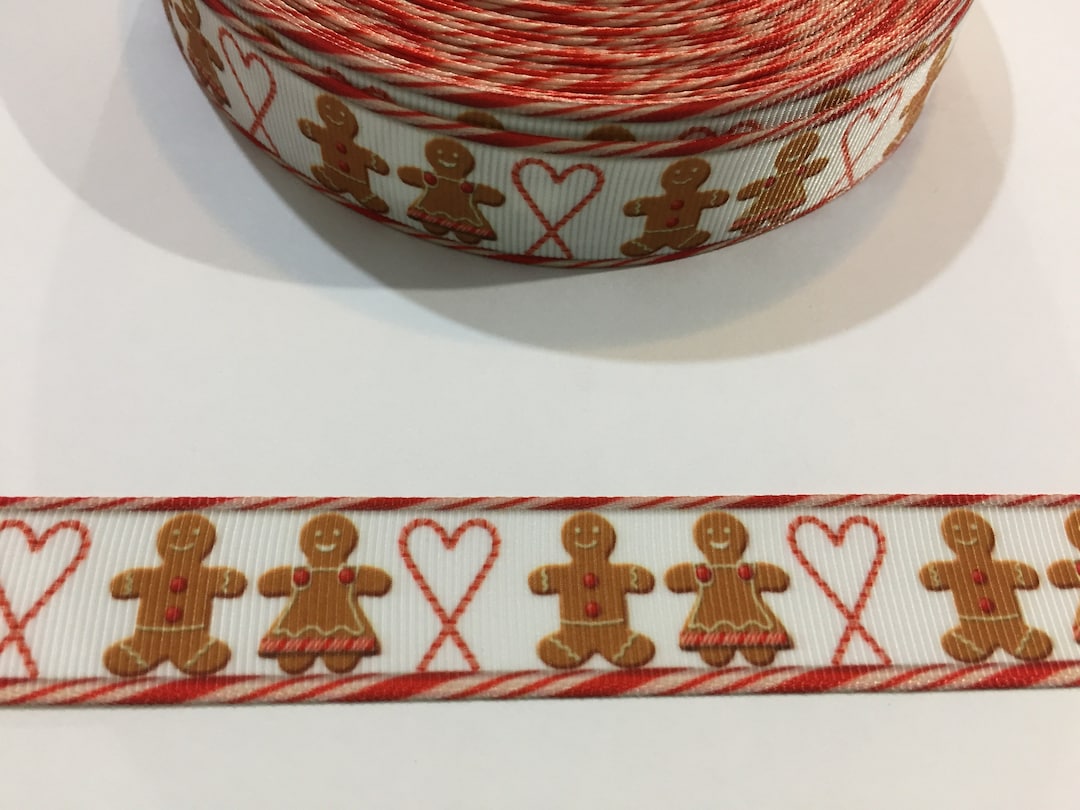 Christmas Ribbon Man Gingerbread Men Christmas Ribbon: 7/8 Inch Grosgrain, 3 Yards - Etsy