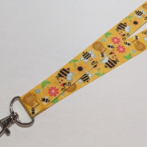 Honey Bee ID Lanyard | 1 Inch Wide Badge Lanyard | Bumble Bee Neck Lanyard | Breakaway lanyard | Double Sided Lanyard | Cute Safety Lanyard