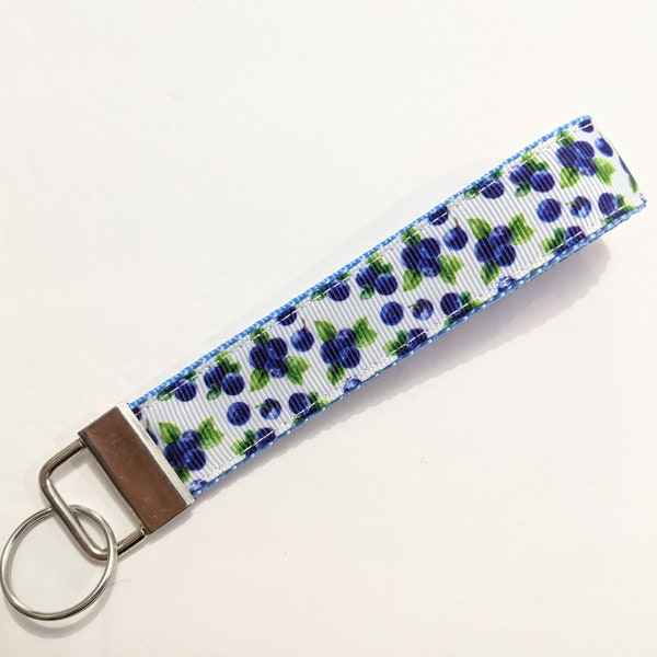 Keychain Plump Blueberries Handmade Key Fob Keychain wristlet 1" Wide