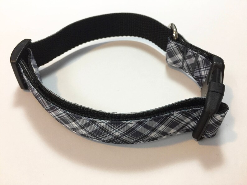 Plaid Dog Collar Black Plaid Dog Collar 1 Inch Wide Collar Etsy