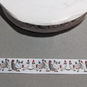 Farm Yard Chickens Grosgrain Ribbon: 7/8" Decorative Trim (3 Yards)