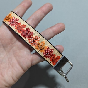 Fall Maple Leaf Wristlet Keychain: Handle Style Key Fob, (1&quot; Wide)