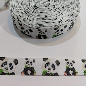 1 mètre de ruban de 2,5 cm - Cartoon Pandas #10317 - Ruban adhésif décoratif, garniture à coudre, article pour journal indésirable
