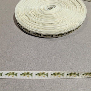 Bass Fish Ribbon: 3/8 Inch Polyester Grosgrain Trim - 3 Yards image 1