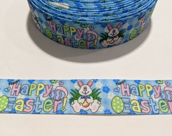 3 Yards of 1" Ribbon - Easter Bunny, Happy Easter #10796