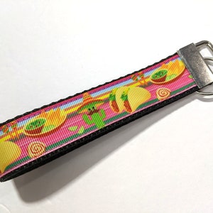 Keychain Taco Tuesday with Cactus and Sombrero Handmade Key Fob Keychain wristlet 1" Wide