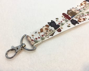 Puppies Dog ID Lanyard | 1" Wide Grosgrain Ribbon Breakaway Lanyard