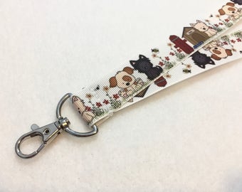 Dog ID Lanyard | 1" wide Adorable Puppies Lanyard | Cute Neck Lanyard | Double Sided Badge Lanyard | Animal Lanyard | Dog Breakaway Lanyard