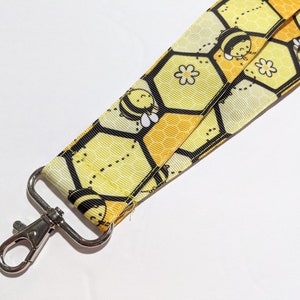 Bumble Bee Wide Lanyard | Honey Bee 1.5 Inch Wide ID Lanyard | Double Sided Lanyard | Bee Wide Lanyard | Fun ID Lanyard | Honeycomb Lanyard