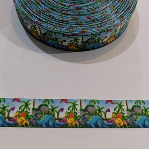 1 mètre de ruban de 2,5 cm - Dinosaures colorés #10374 - Ruban adhésif décoratif, garniture à coudre, article pour journal indésirable
