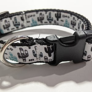 Aztec Cactus with Arrows Dog Collar, 3/4 Inch Wide Collar, Adjustable Pet Collar, New Puppy Gift, Dog Rescue Gift, Pick Strap & Buckle Color